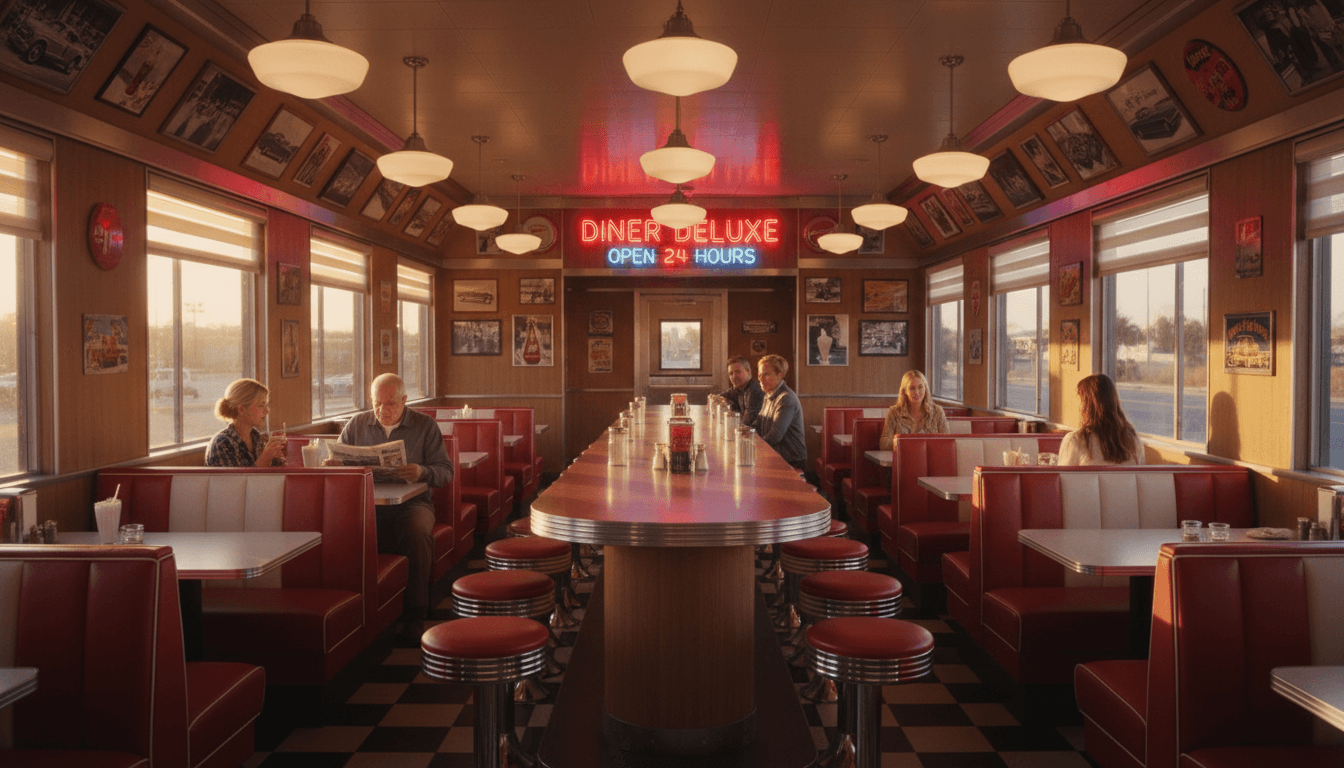 LG's Diner dining room with cozy booths and warm ambiance